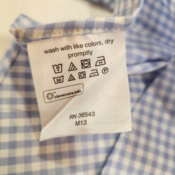 VTG Lauren Ralph Lauren Dress Shirt Mens Size 17 XL Blue Gingham Checks Stretch - Picture 9 of 14